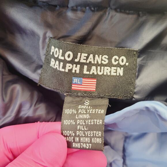 VTG Y2K Polo Jeans Ralph Lauren Puffer Vest Womens S Blue Snap Streetwear - Picture 5 of 5